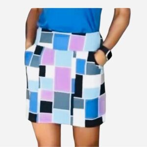 NWT Amy Sport Color Block Golf Skort Blue White Purple Lightweight M